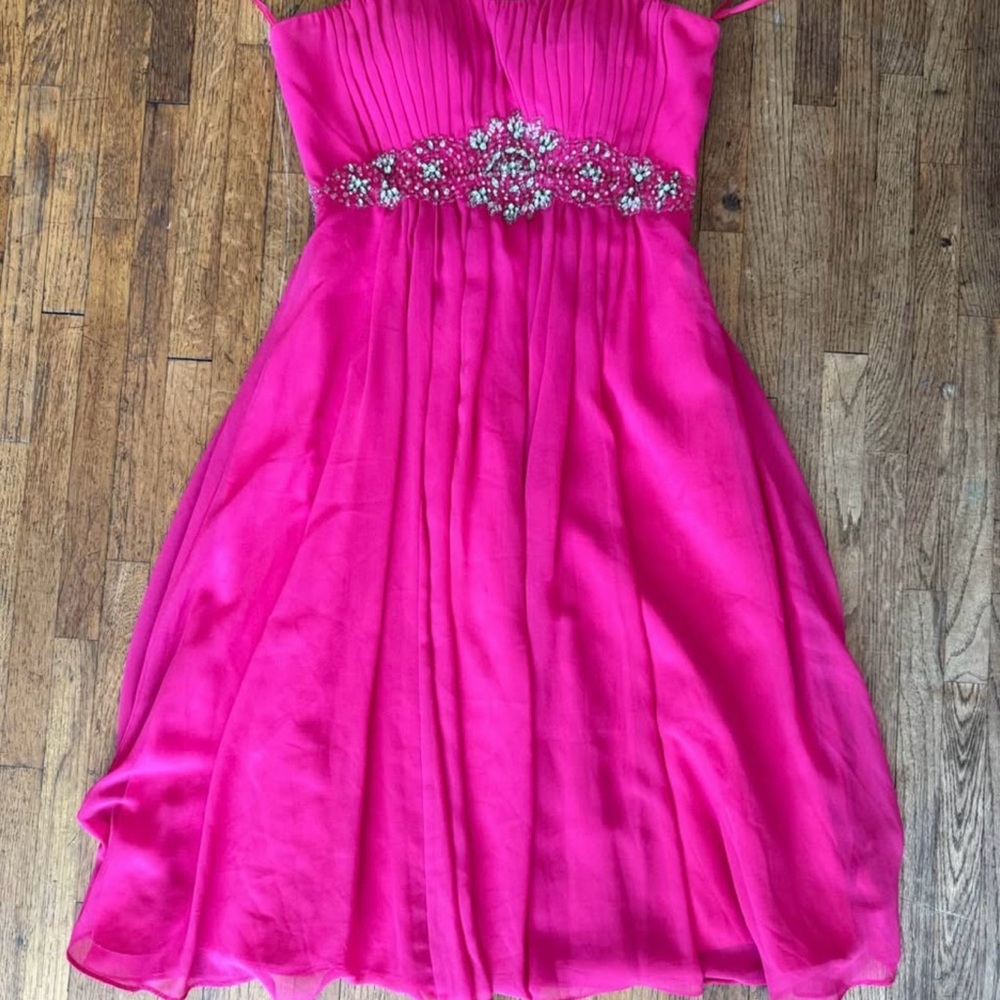 Elegant Pink Dress with Floral Embellishments